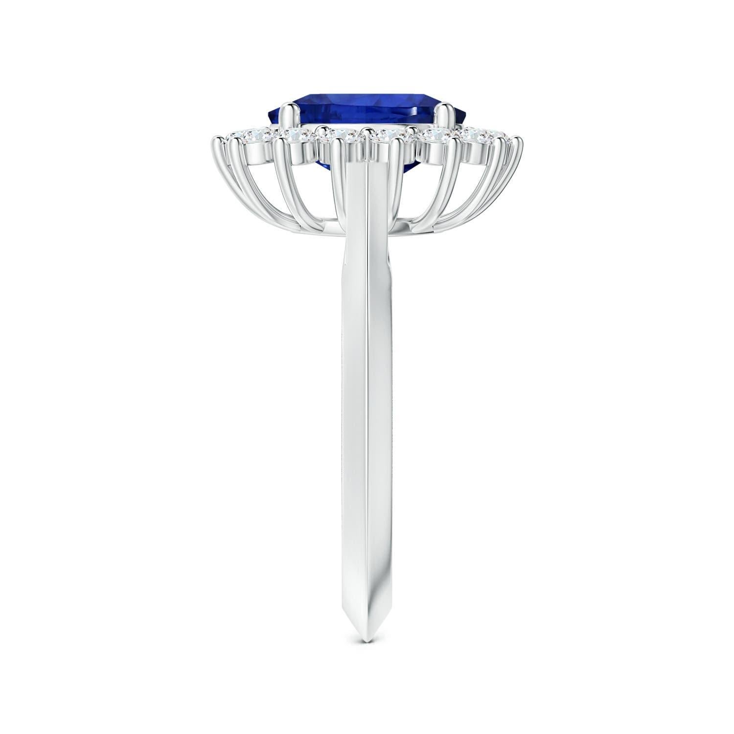 Taille ovale Angara Bague en or 14 carats avec saphir naturel certifié GIA et inspiré de la princesse Diana en vente