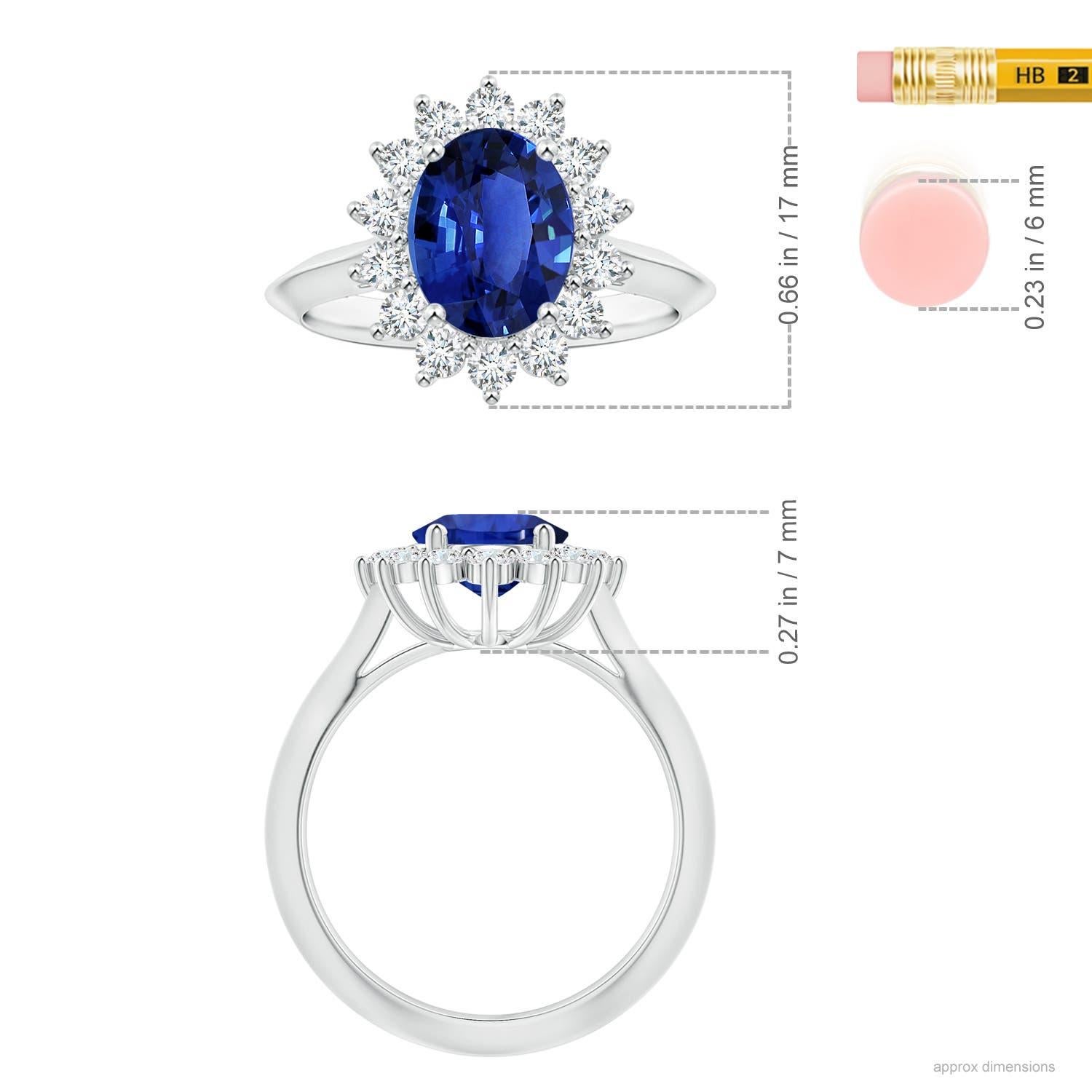 Angara Bague en or 14 carats avec saphir naturel certifié GIA et inspiré de la princesse Diana Pour femmes en vente