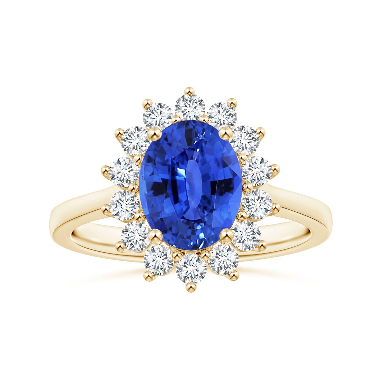 Angara Bague en or 14 carats avec saphir naturel certifié GIA et inspiré de la princesse Diana en vente 3