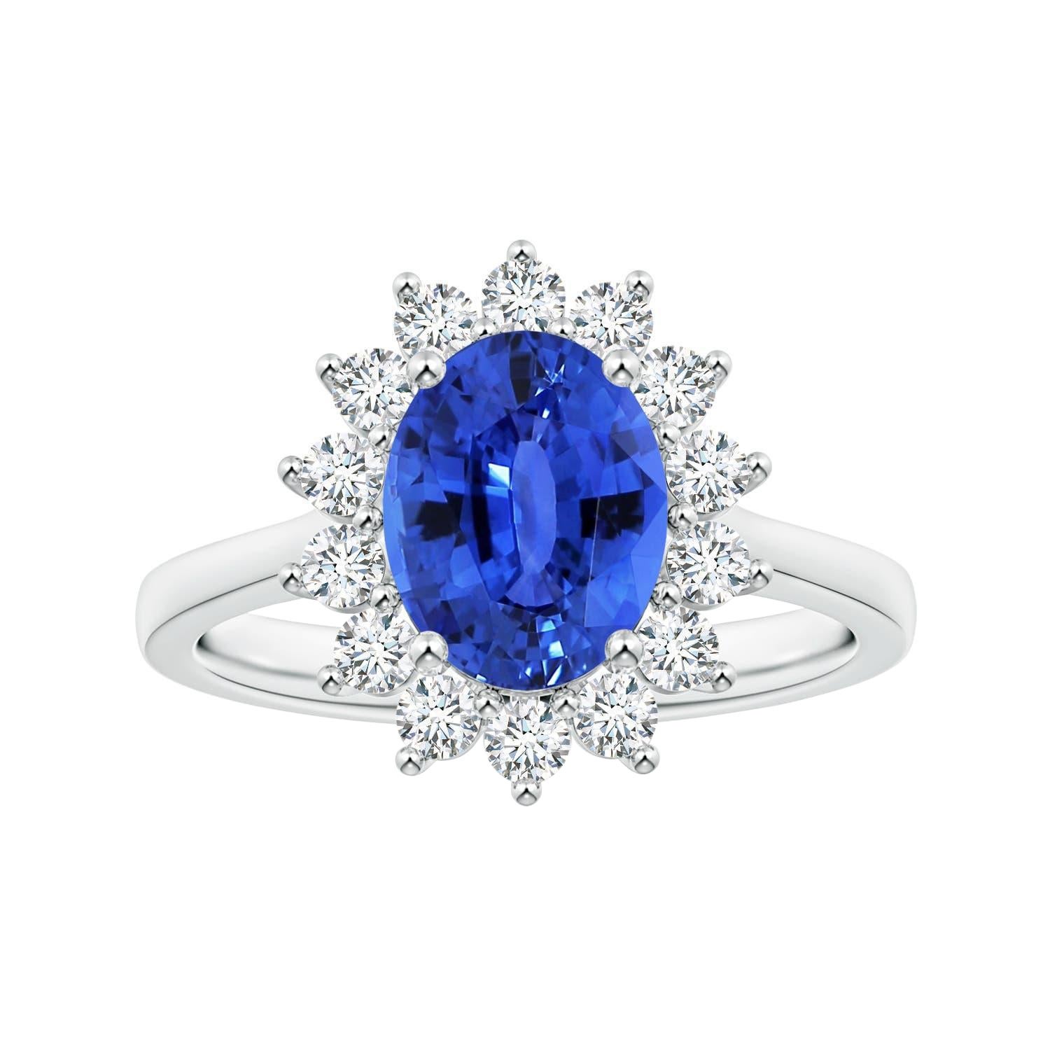 Angara Bague en or 14 carats avec saphir naturel certifié GIA et inspiré de la princesse Diana en vente