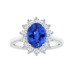 Angara Anillo de Zafiro Natural Certificado GIA Inspirado en la Princesa Diana en Oro de 14K