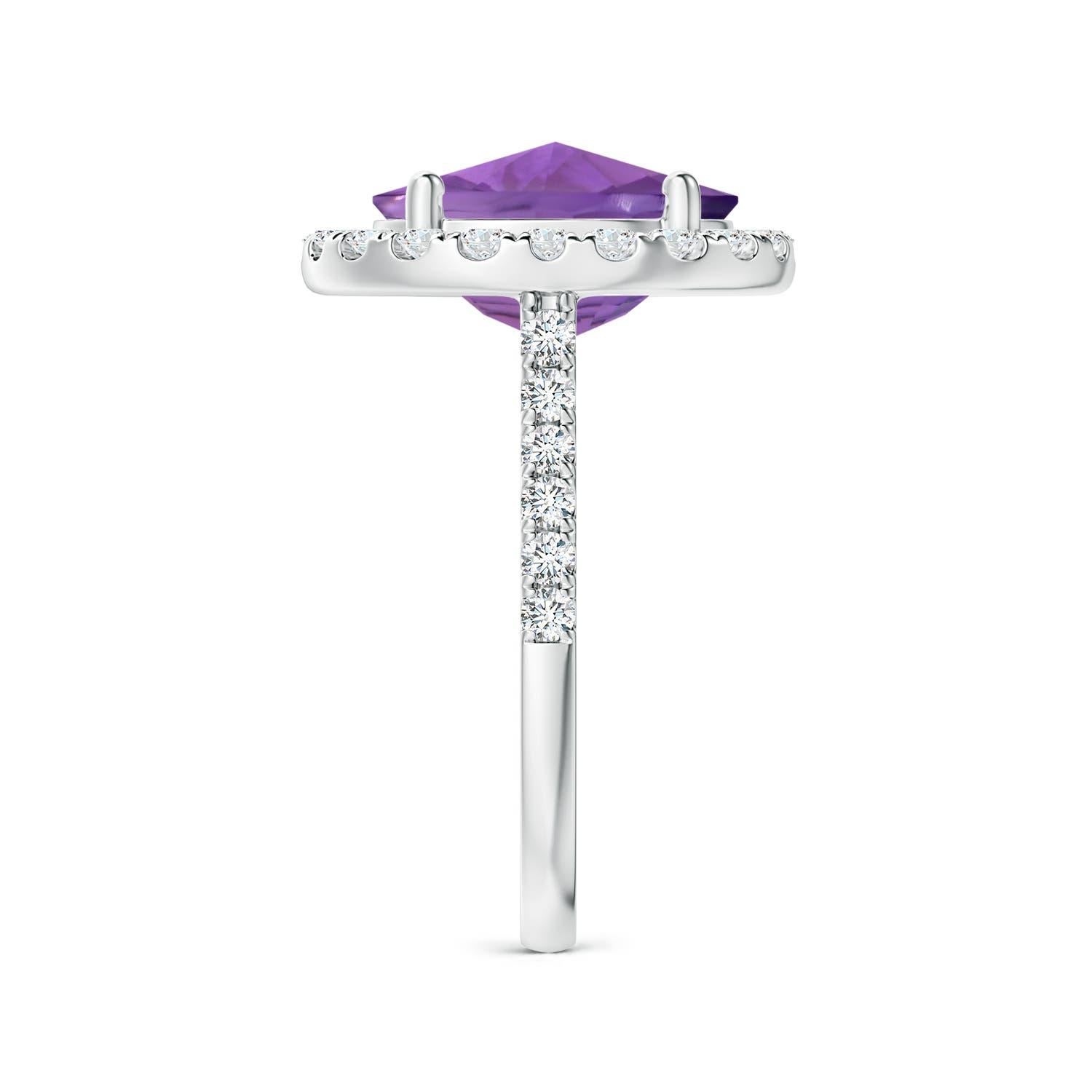 Angara Bague en or 14 carats avec améthyste ovale de 3,83 ct certifiée GIA et sertie à l'anneau Neuf - En vente à Los Angeles, CA