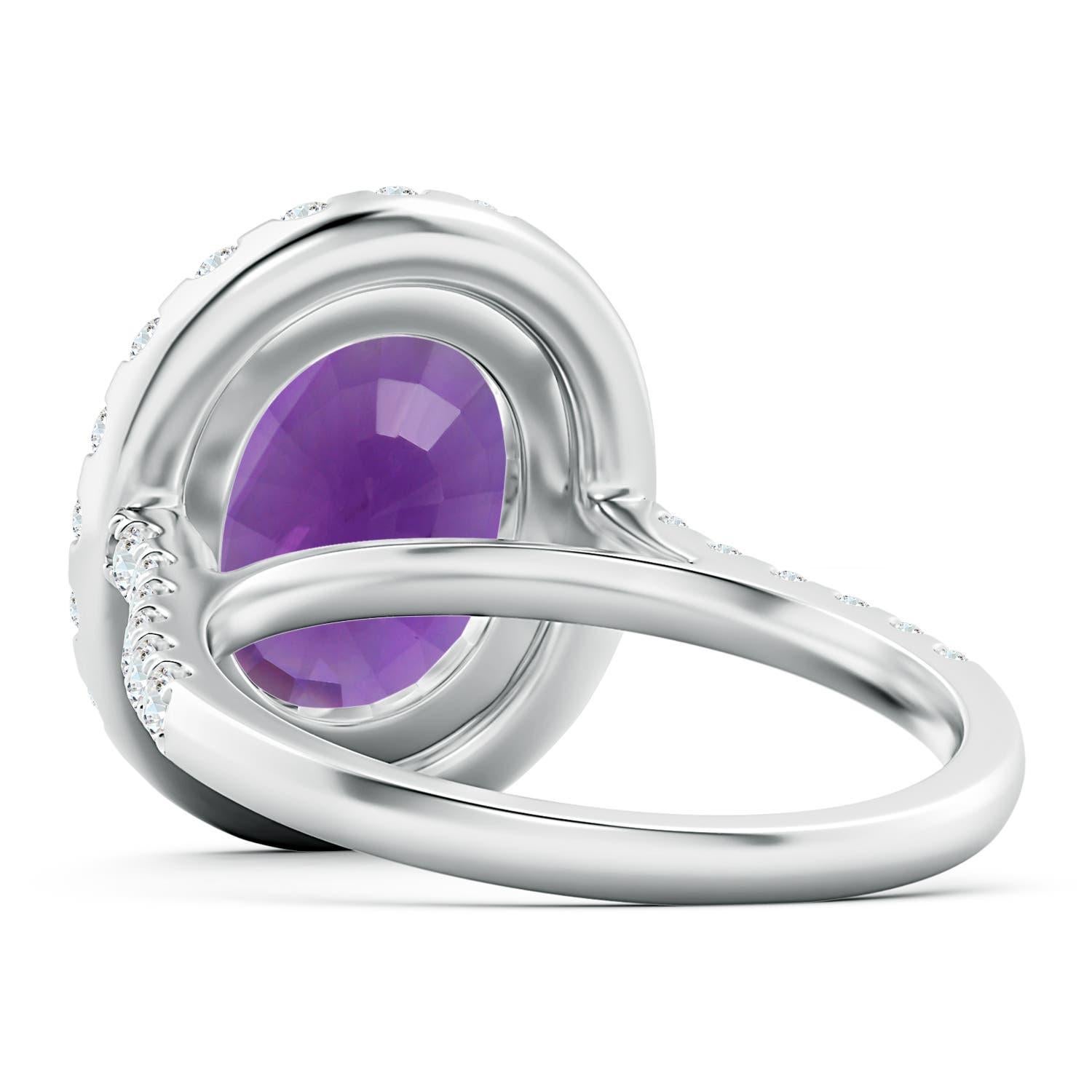 Angara Bague en or 14 carats avec améthyste ovale de 3,83 ct certifiée GIA et sertie à l'anneau Pour femmes en vente