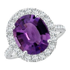 Anillo de amatista ovalada de 3,83 ct en oro de 14 quilates, certificado GIA por Angara Natural