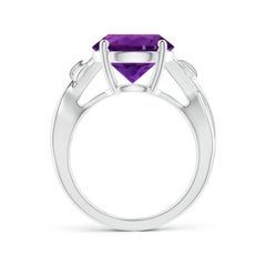 Angara Natural GIA Certified Prong-Set Round 4.45 ct Amethyst Ring in 14K Gold
