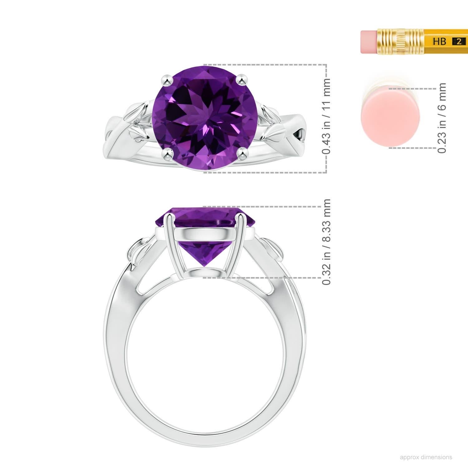 Angara Bague en or 14 carats avec améthyste ronde de 4,45 ct, certifiée par la GIA, sertie à l'emporte-pièce Pour femmes en vente
