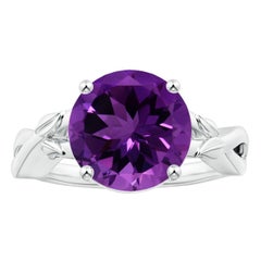 Anello con ametista tonda incastonata da 4,45 carati in oro 14K di Angara Nature certificato GIA