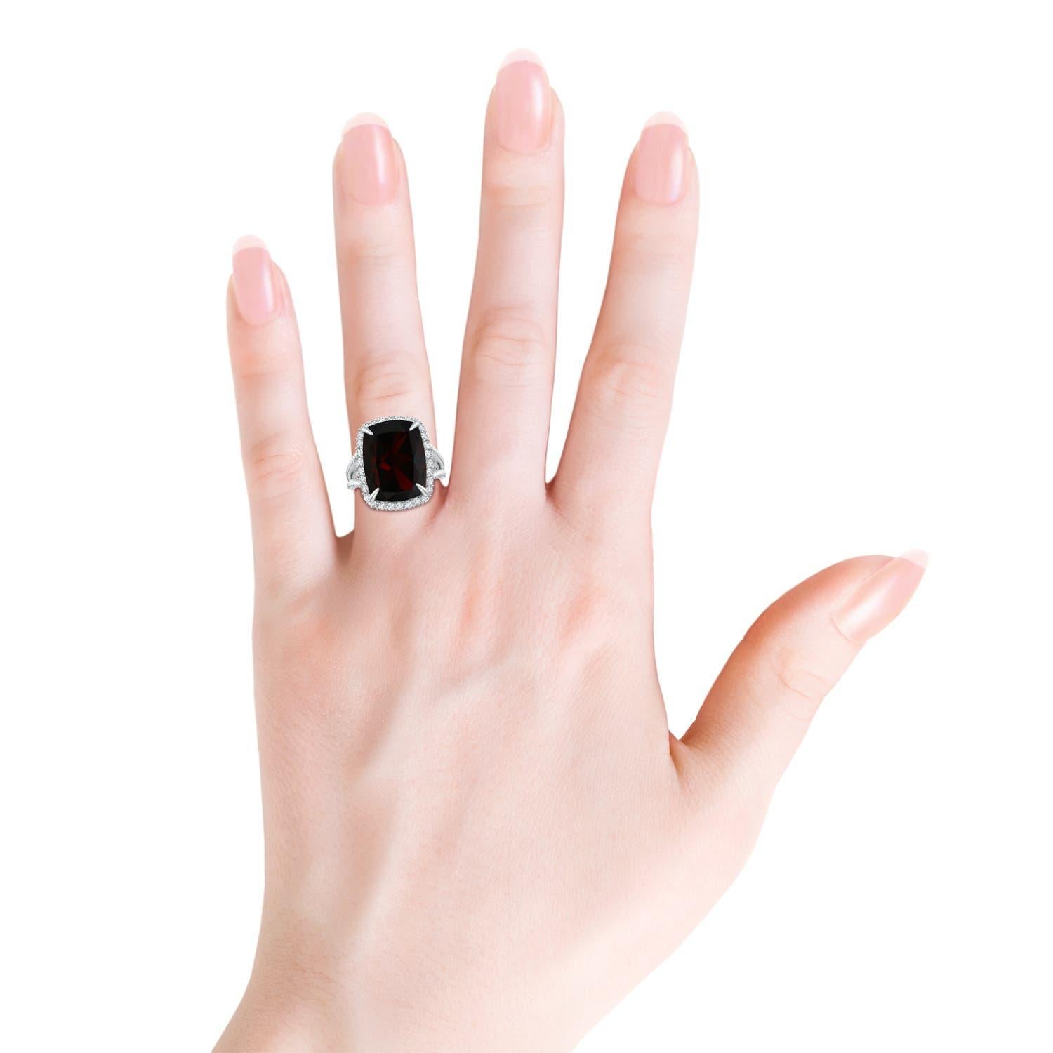 Anello con granato Angara Nature certificato GIA rettangolare a cuscino da 15,46 carati in oro 14K In condizioni Nuovo in vendita a Los Angeles, CA