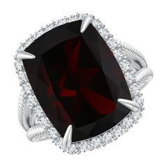 Angara Bague en or 14K avec grenat rectangulaire coussin certifié GIA de 15,46ct