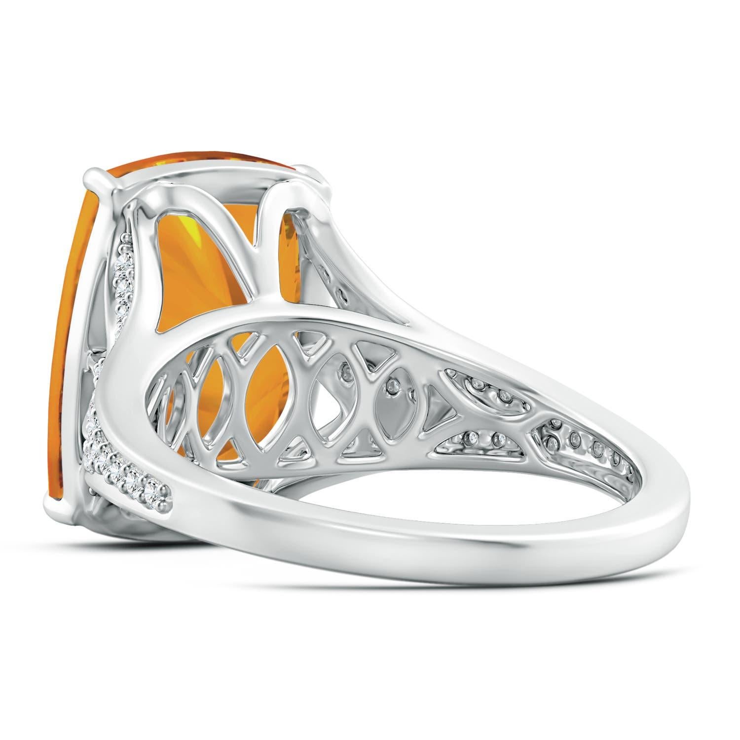 Taille coussin Bague en or 14 carats avec citrine rectangulaire coussin de 6,11 carats certifiée par la GIA et de couleur naturelle Angara en vente