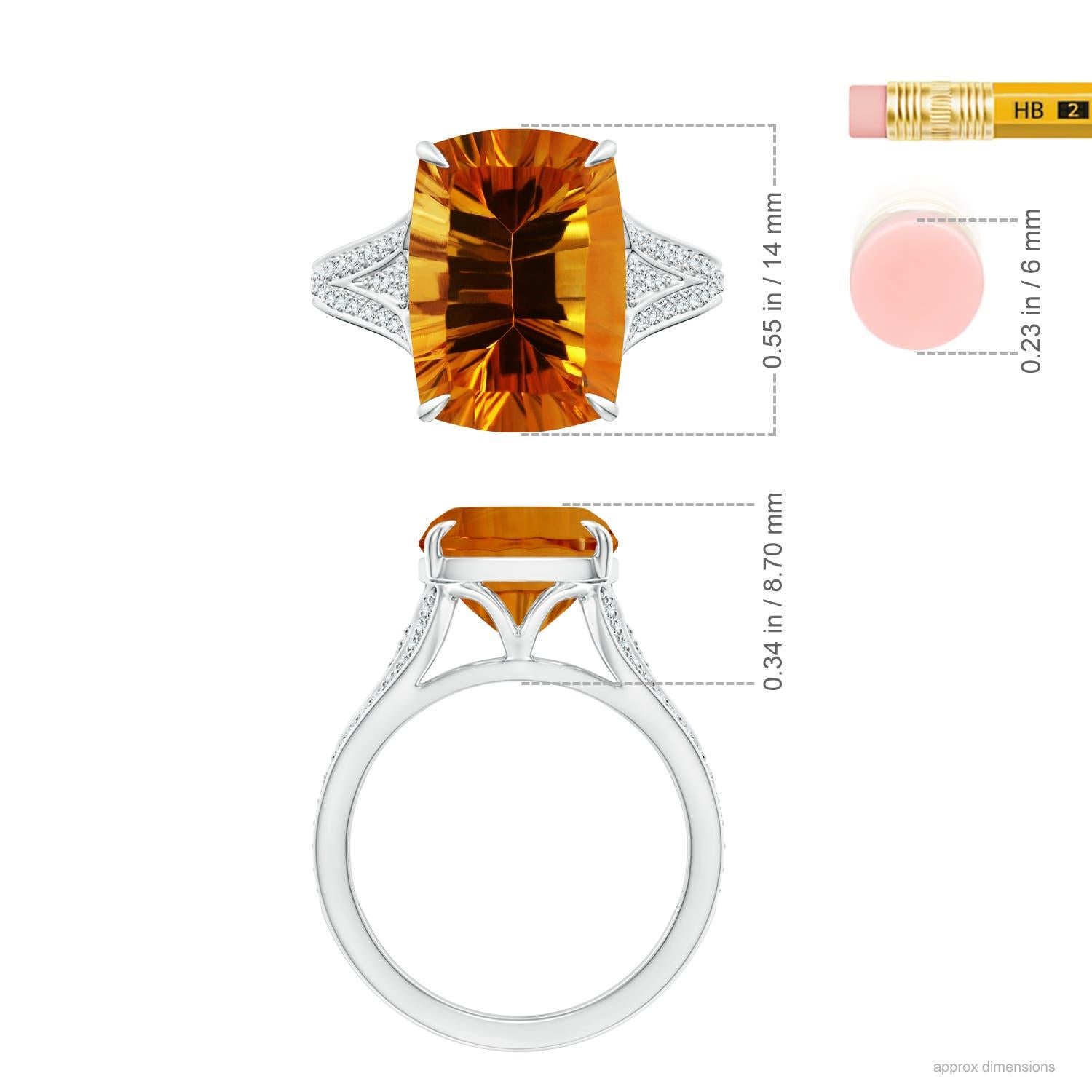 Bague en or 14 carats avec citrine rectangulaire coussin de 6,11 carats certifiée par la GIA et de couleur naturelle Angara Pour femmes en vente