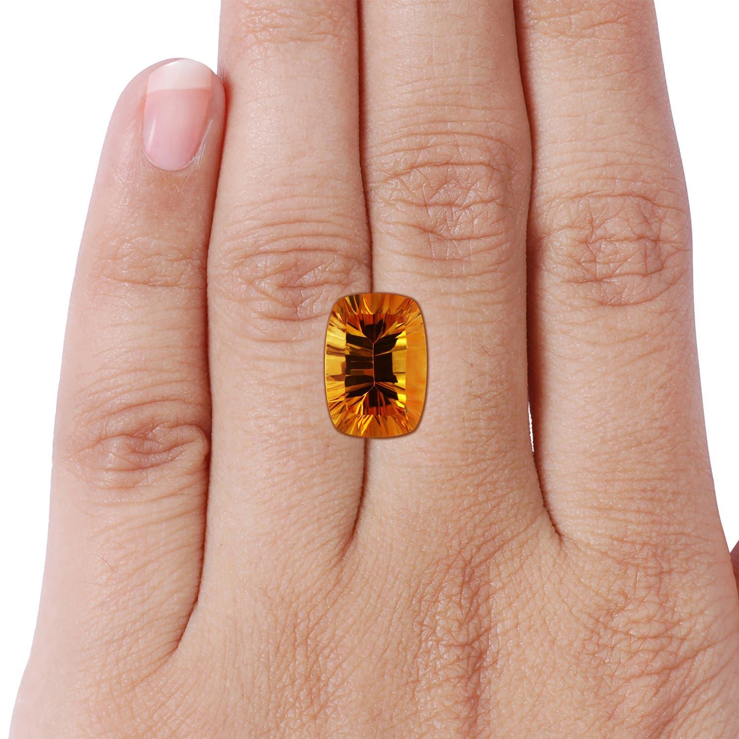 Bague en or 14 carats avec citrine rectangulaire coussin de 6,11 carats certifiée par la GIA et de couleur naturelle Angara en vente 2