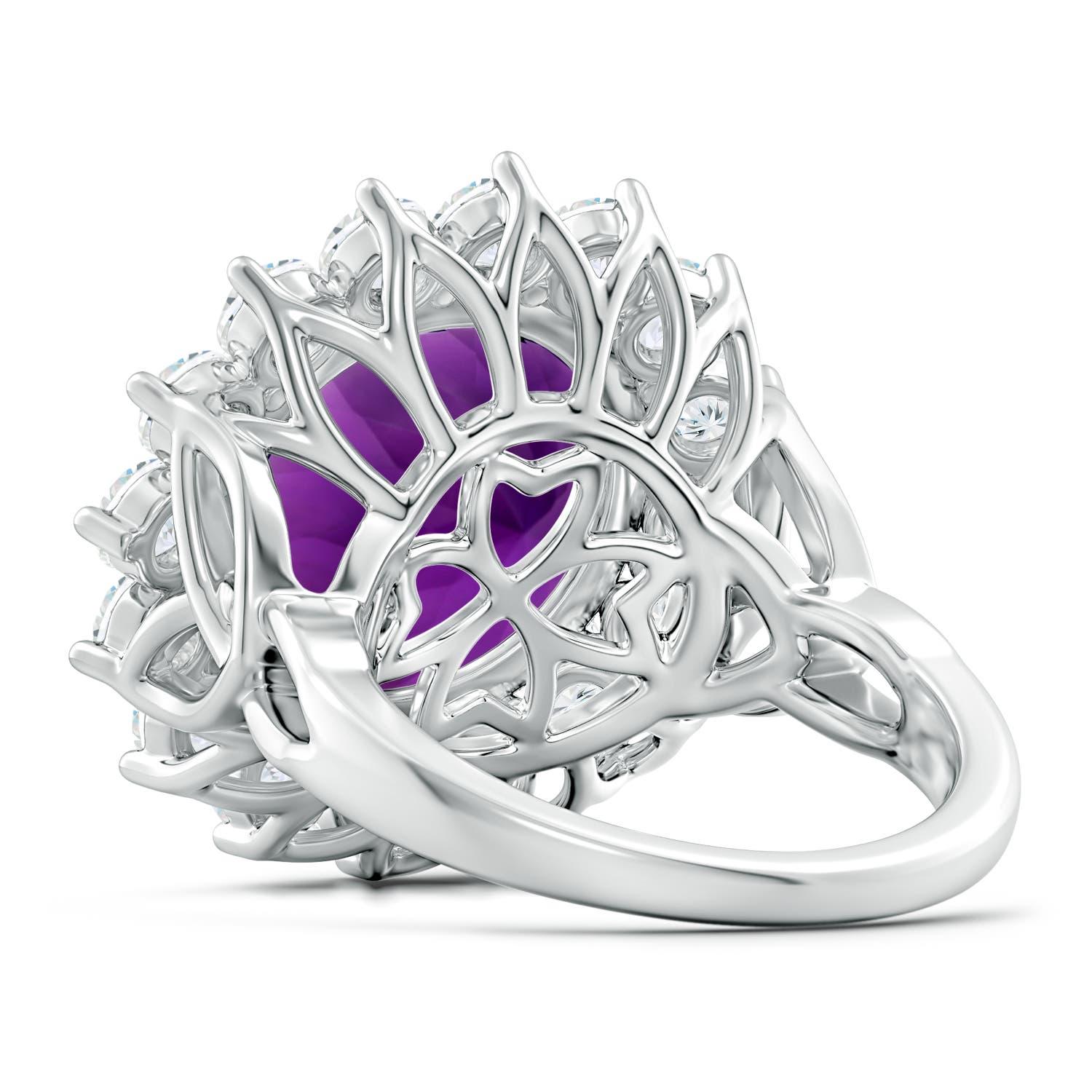 Angara Anillo de cóctel de amatista natural redonda certificada por el GIA de 10,26 ct en oro de 14 quilates en Nuevo estado para la venta en Los Angeles, CA