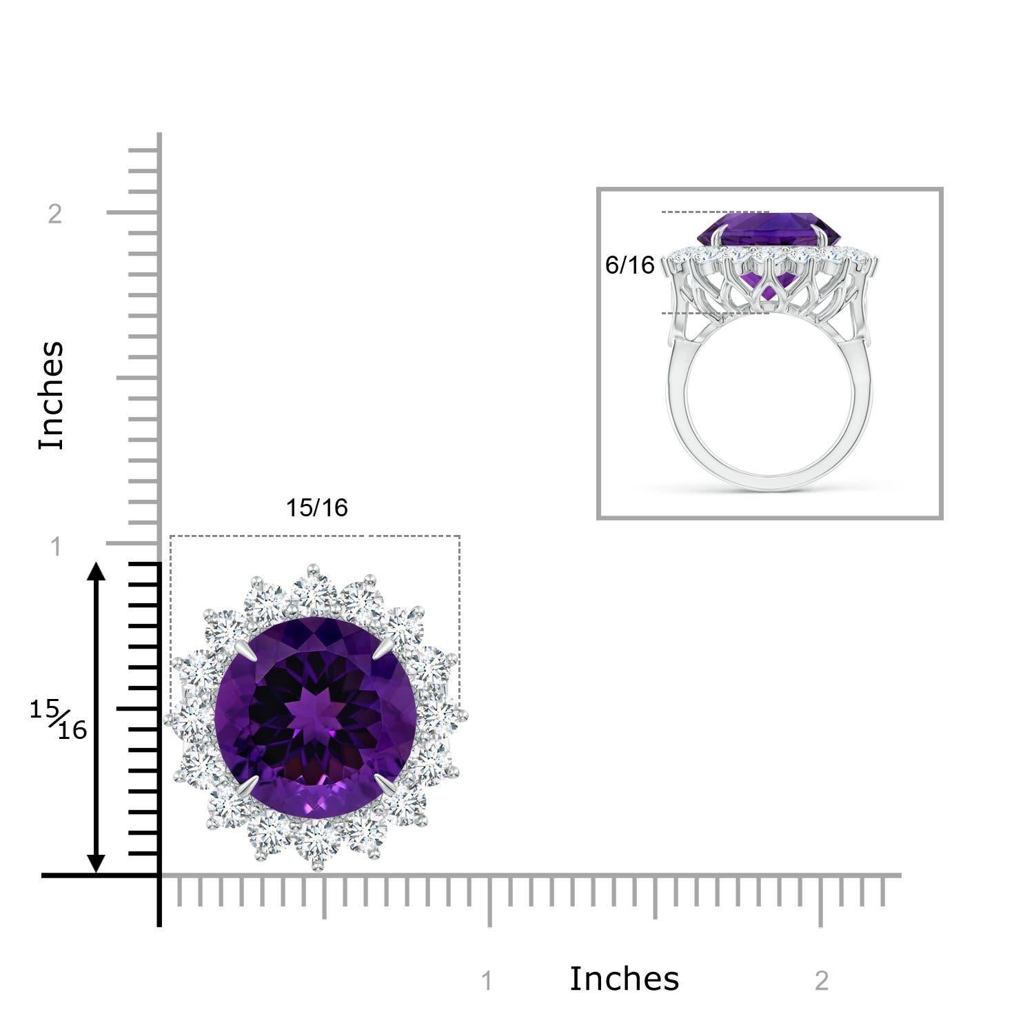 Angara Anillo de cóctel de amatista natural redonda certificada por el GIA de 10,26 ct en oro de 14 quilates en venta 1