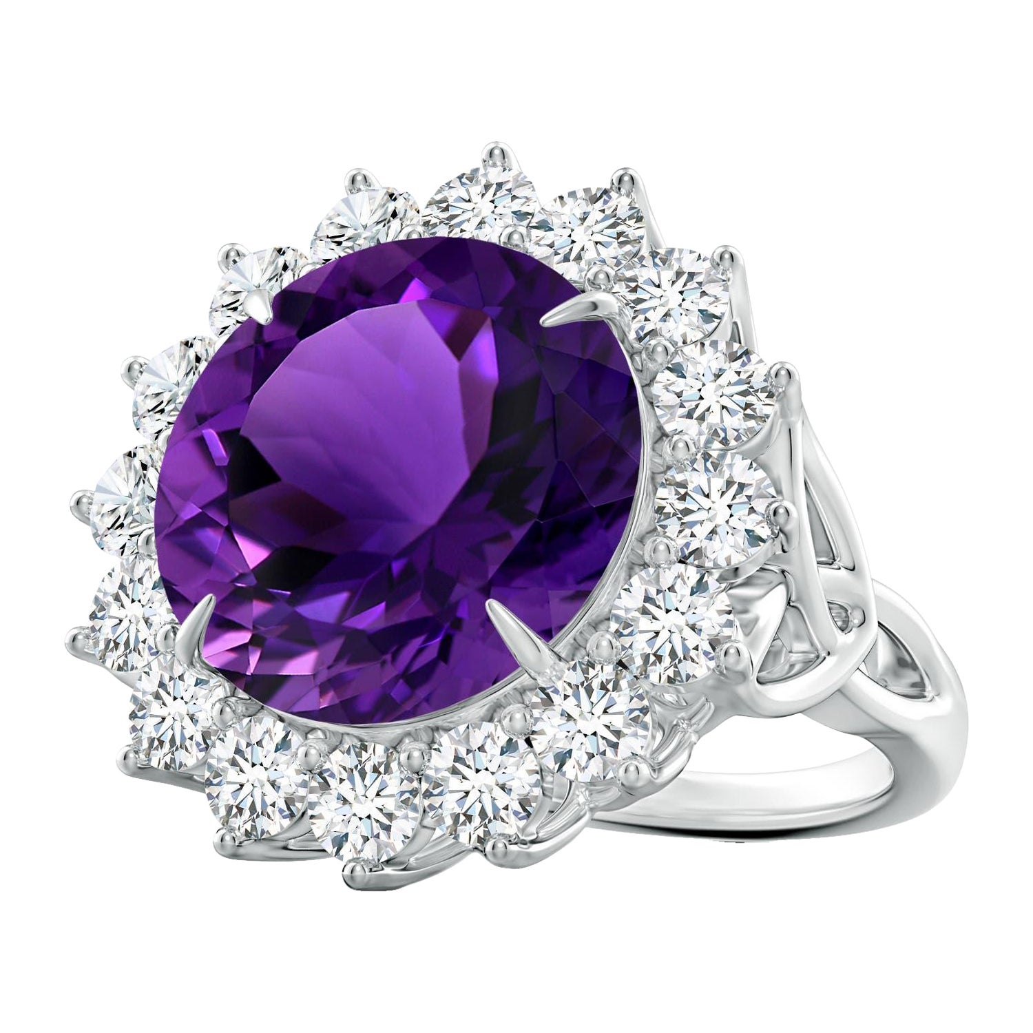 Angara Natural GIA zertifiziert Runde 10,26 ct Amethyst Cocktail-Ring in 14K Gold