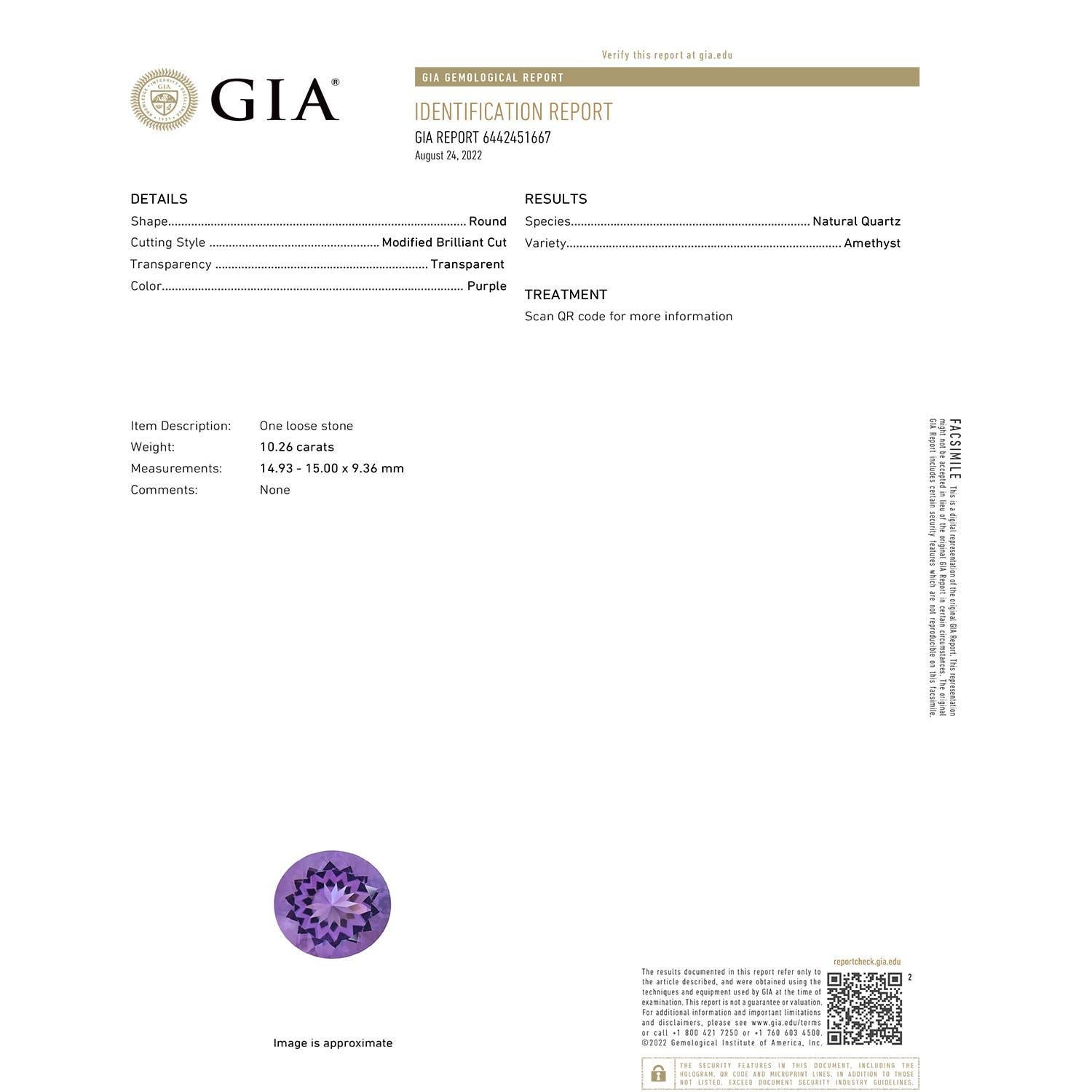 Angara Natural GIA zertifiziert Runde 10,26 ct Amethyst Halo Ring in 14K Solid Gold (Moderne) im Angebot