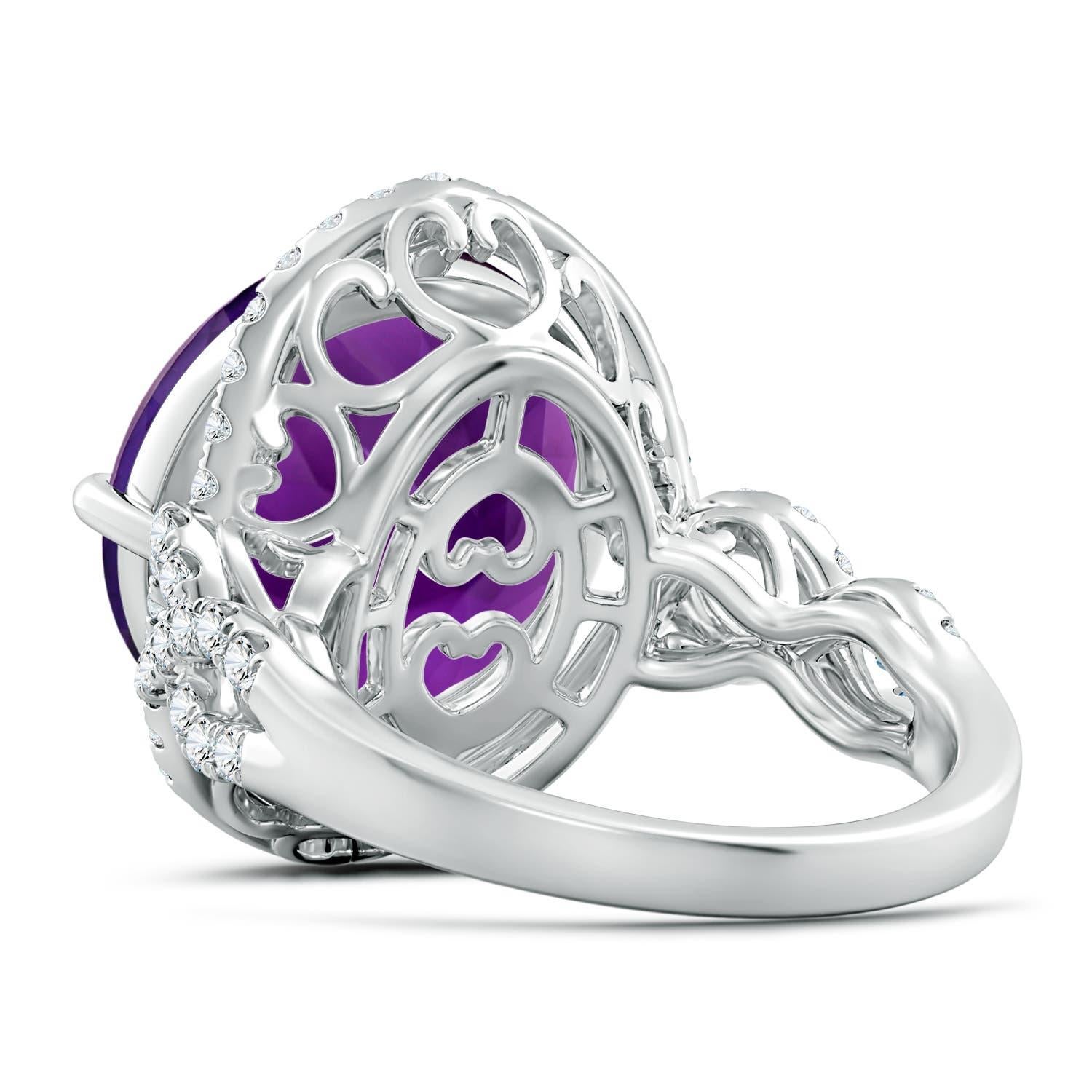 Angara Natural GIA zertifiziert Runde 10,26 ct Amethyst Halo Ring in 14K Solid Gold im Zustand „Neu“ im Angebot in Los Angeles, CA