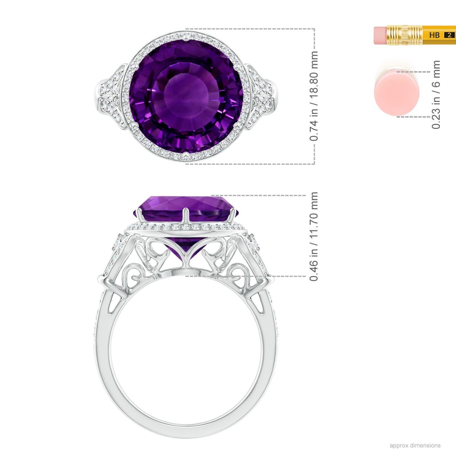 Anello cocktail con ametista tonda da 11 carati certificata GIA di Angara in oro massiccio 14 carati In condizioni Nuovo in vendita a Los Angeles, CA