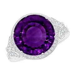 Angara Natural GIA zertifiziert Runde 11ct Amethyst Cocktail-Ring in 14K massivem Gold