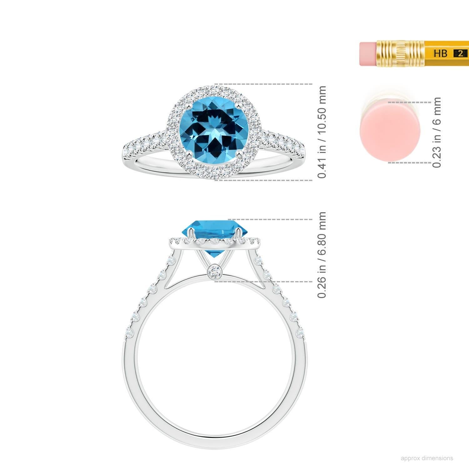 Donna Anello aureolato in oro 14K con Topazio Blu Svizzero, Nature, certificato GIA, 1,56ct. in vendita