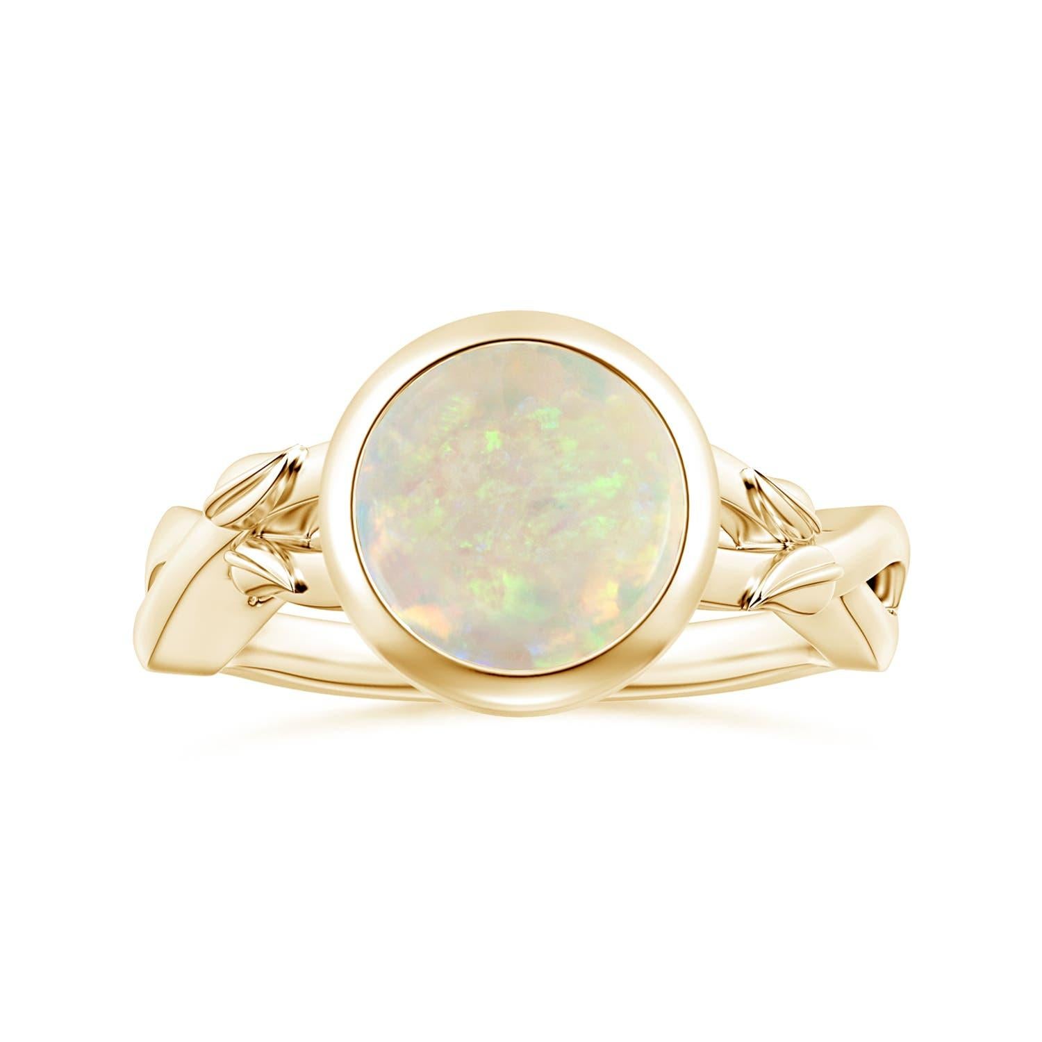 Anello solitario con opale rotondo da 1,62 carati certificato GIA di Angara in oro massiccio 14 carati in vendita 3