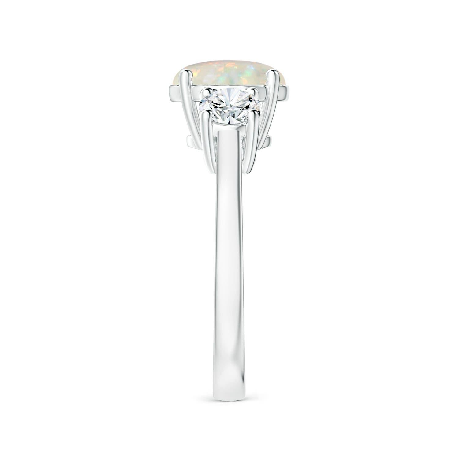 Taglio rotondo Anello a tre pietre con opale tondo da 1,62 carati certificato GIA di Angara in oro 14K in vendita