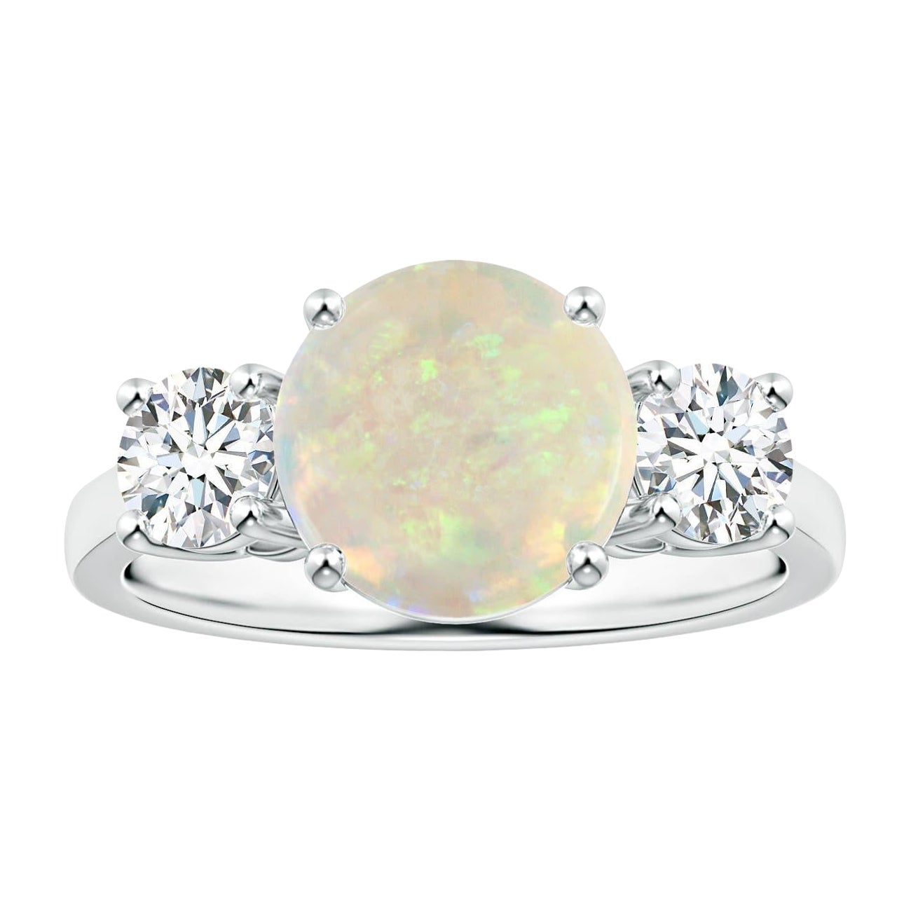 Angara Nature Opale ronde certifiée GIA 1,62 ct bague à trois pierres en or 14K