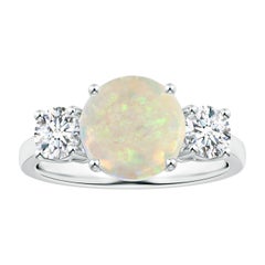 Angara Anillo de Tres Piedras de Ópalo Natural Redondo Certificado GIA de 1,62 ct en Oro de 14K