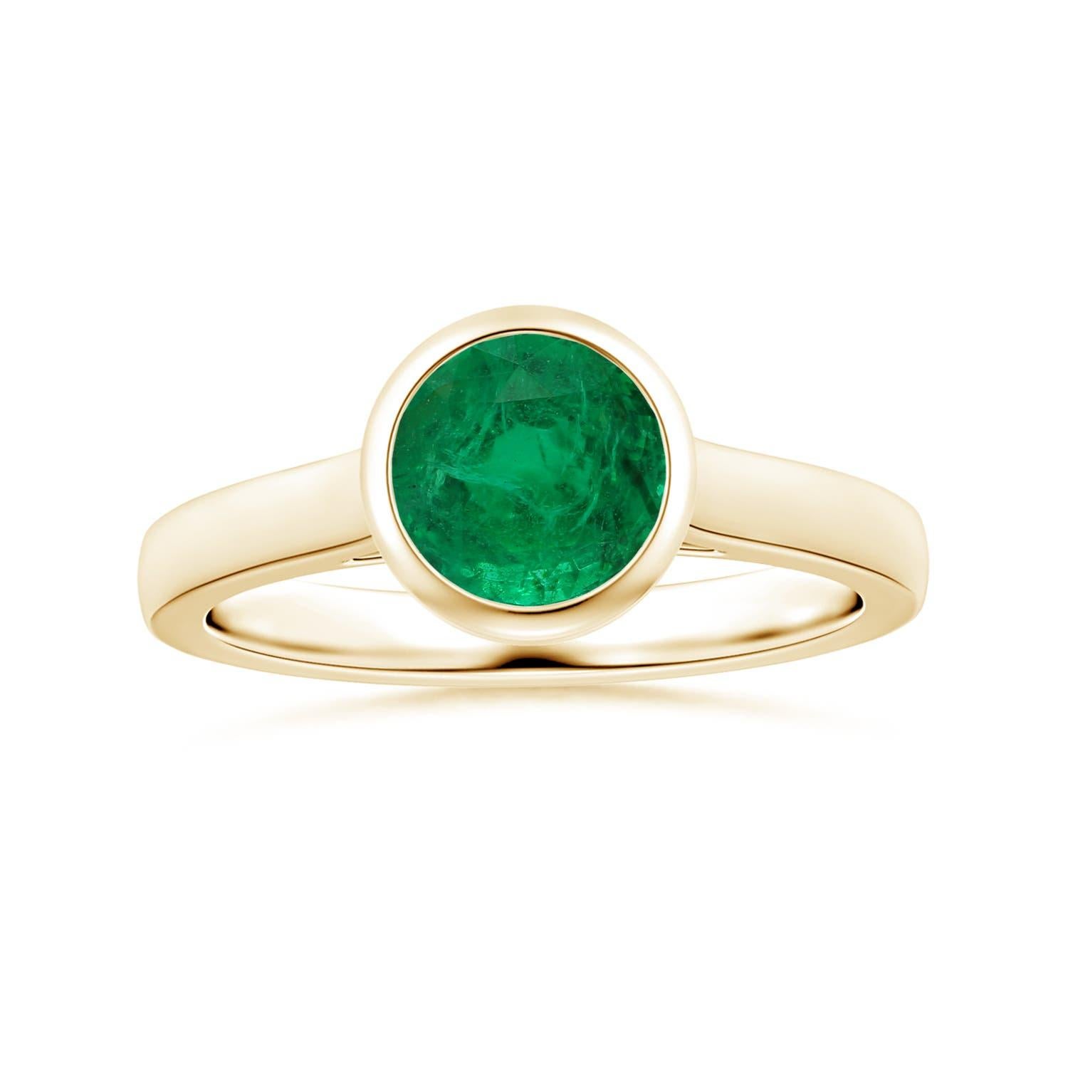 Angara Natural GIA zertifiziert Runde 1,81 ct Smaragd Solitär Ring in 14K Gold im Angebot 3