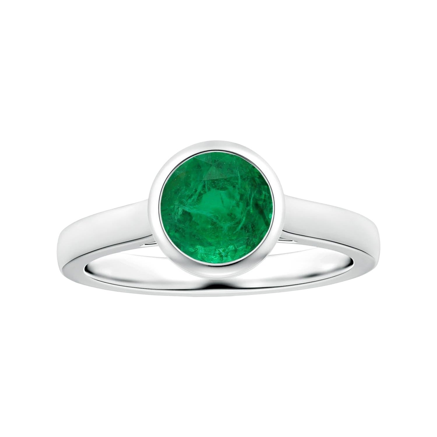 Angara Natural GIA zertifiziert Runde 1,81 ct Smaragd Solitär Ring in 14K Gold im Angebot