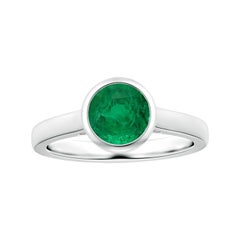 Angara Anillo Solitario de Esmeralda Natural Redonda Certificada GIA de 1,81 ct en Oro de 14K