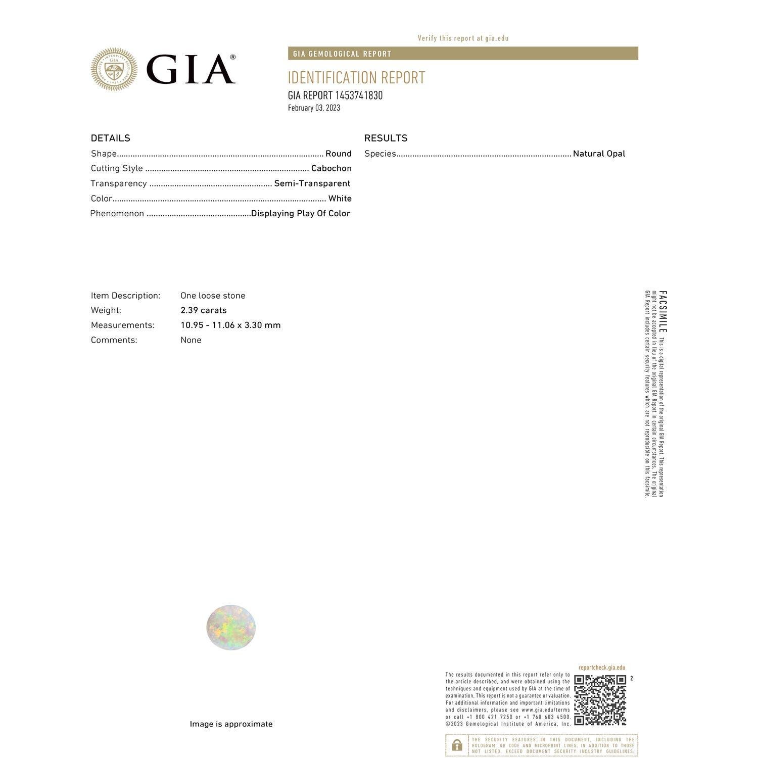 Moderno Anello aureolato di opale tondo da 2,39 ct con diamante in oro 14K di Angara Nature certificato GIA in vendita
