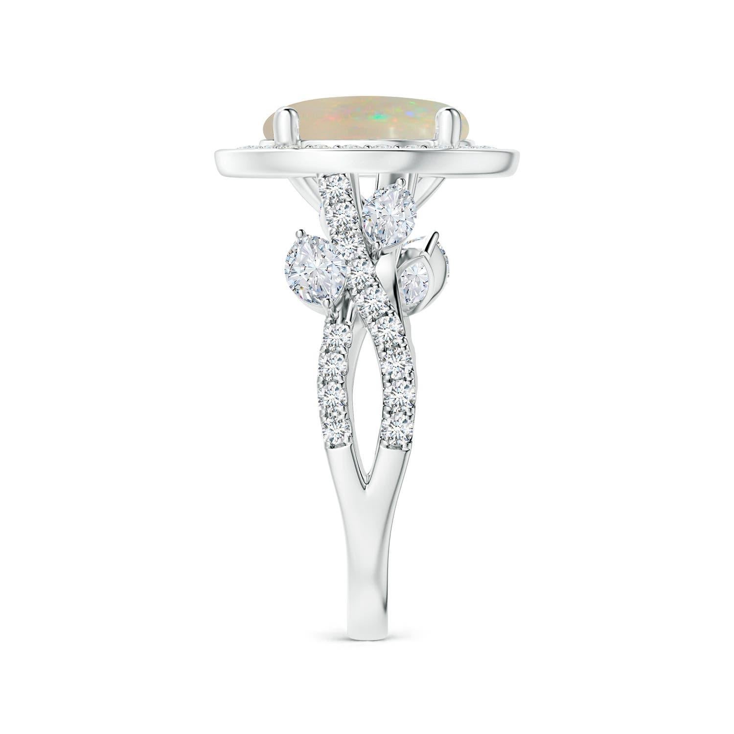Taglio rotondo Anello aureolato di opale tondo da 2,39 ct con diamante in oro 14K di Angara Nature certificato GIA in vendita