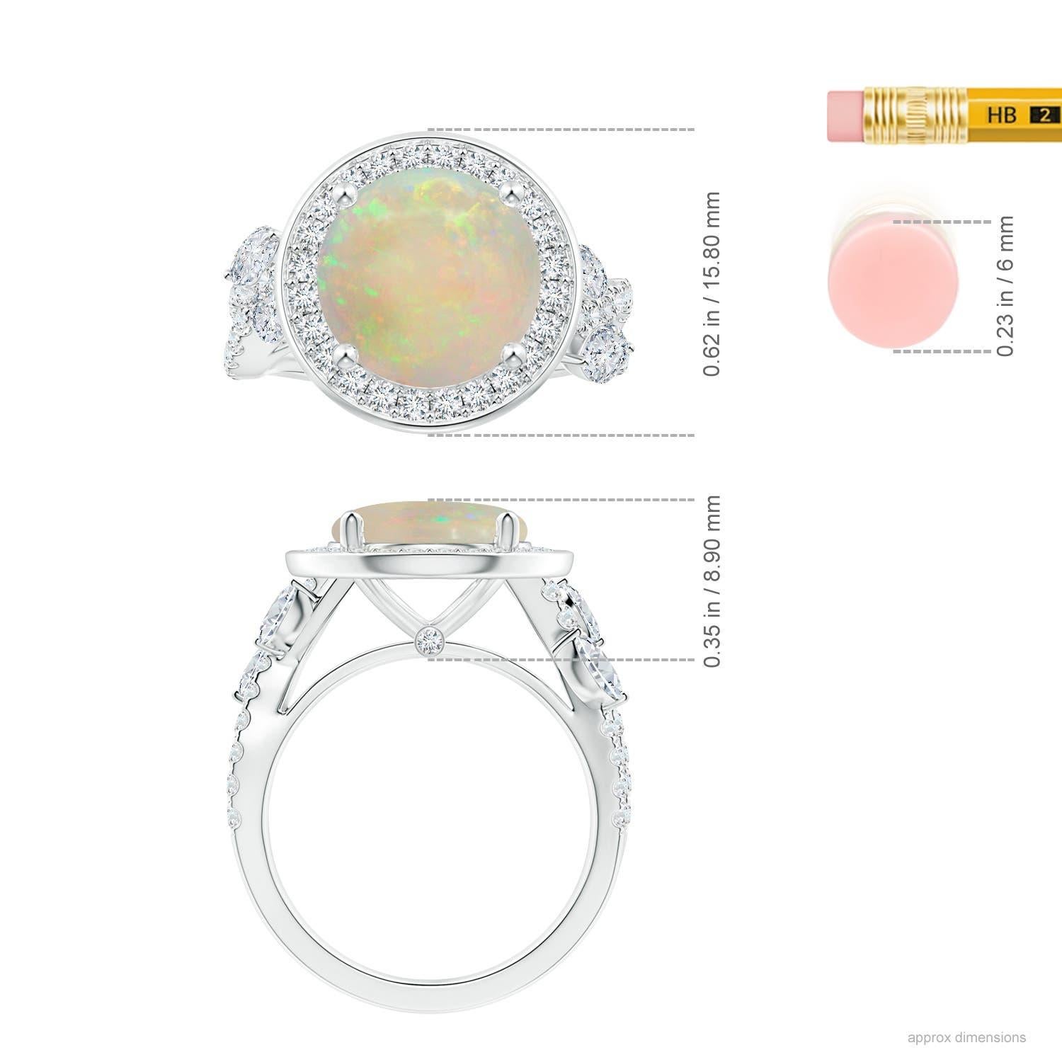 Donna Anello aureolato di opale tondo da 2,39 ct con diamante in oro 14K di Angara Nature certificato GIA in vendita