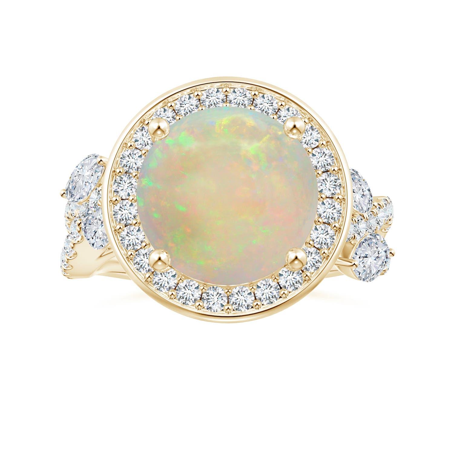 Anello aureolato di opale tondo da 2,39 ct con diamante in oro 14K di Angara Nature certificato GIA in vendita 3
