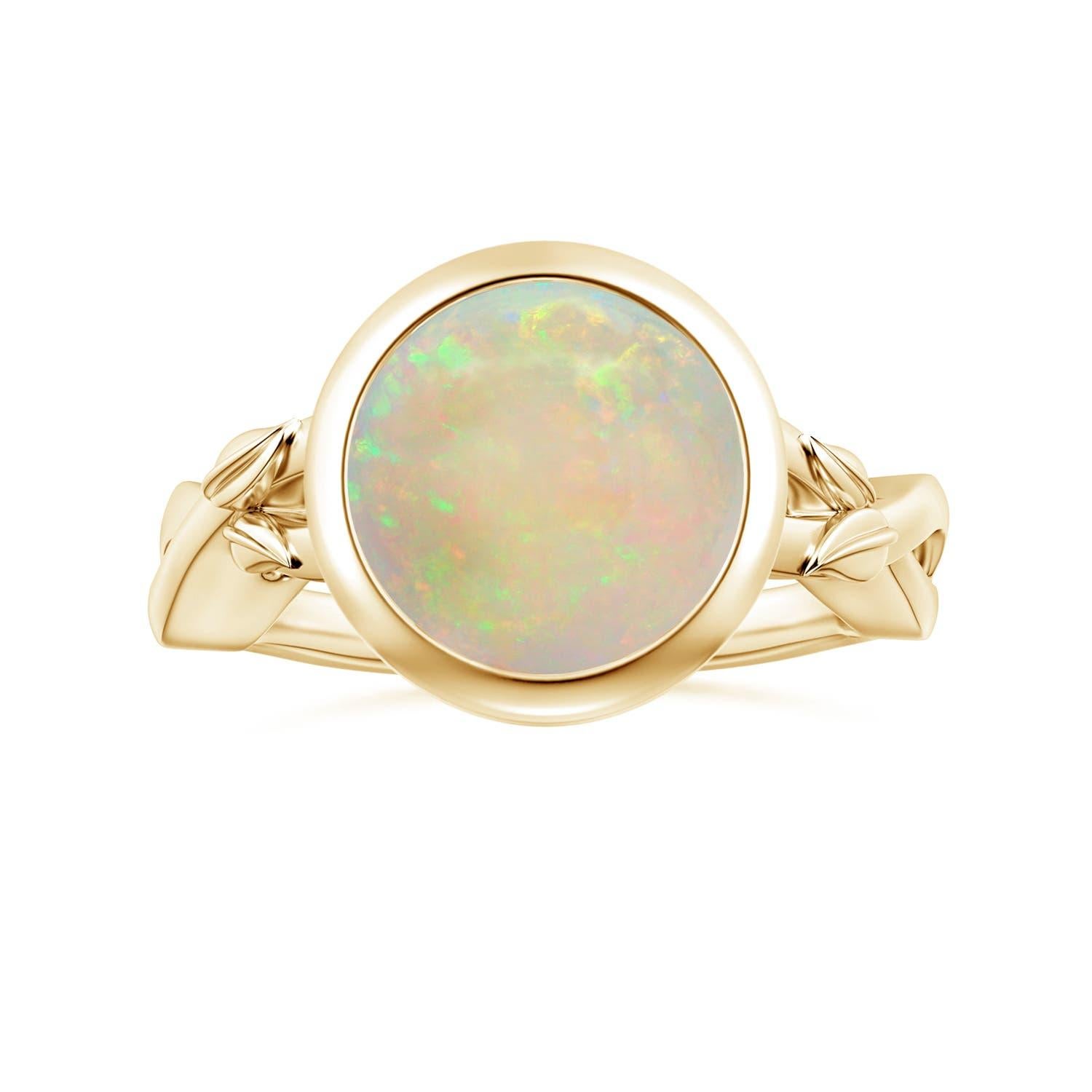 Angara Natural GIA zertifiziert Runde 2,39 ct Opal Solitär Ring in 14K Solid Gold im Angebot 3