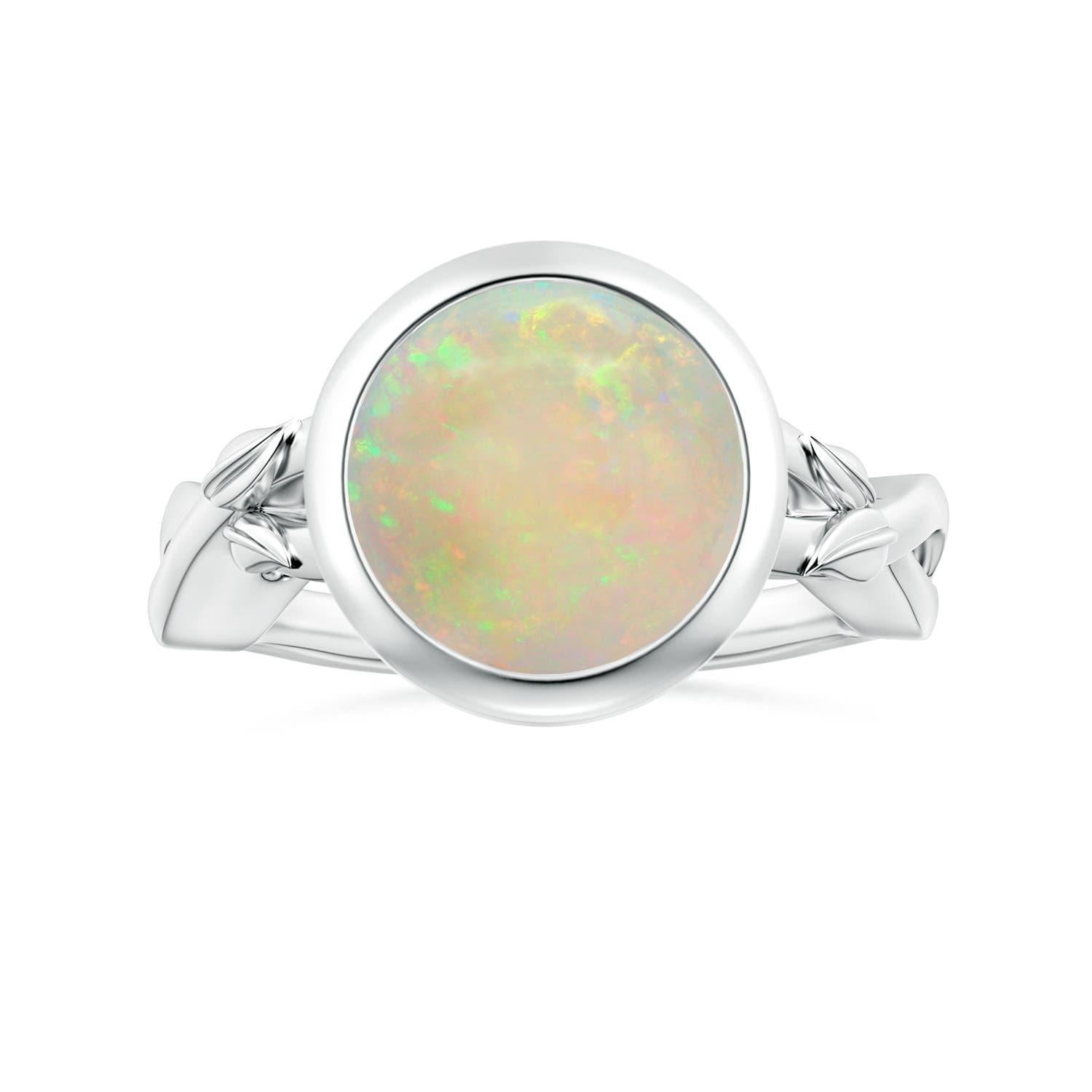 Angara Natural GIA zertifiziert Runde 2,39 ct Opal Solitär Ring in 14K Solid Gold