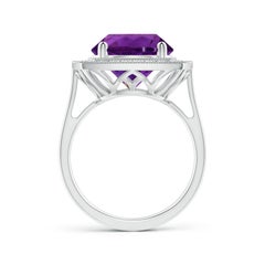 Angara Natural GIA Certified Round 4.45 ct Amethyst Halo Ring in 14K Solid Gold