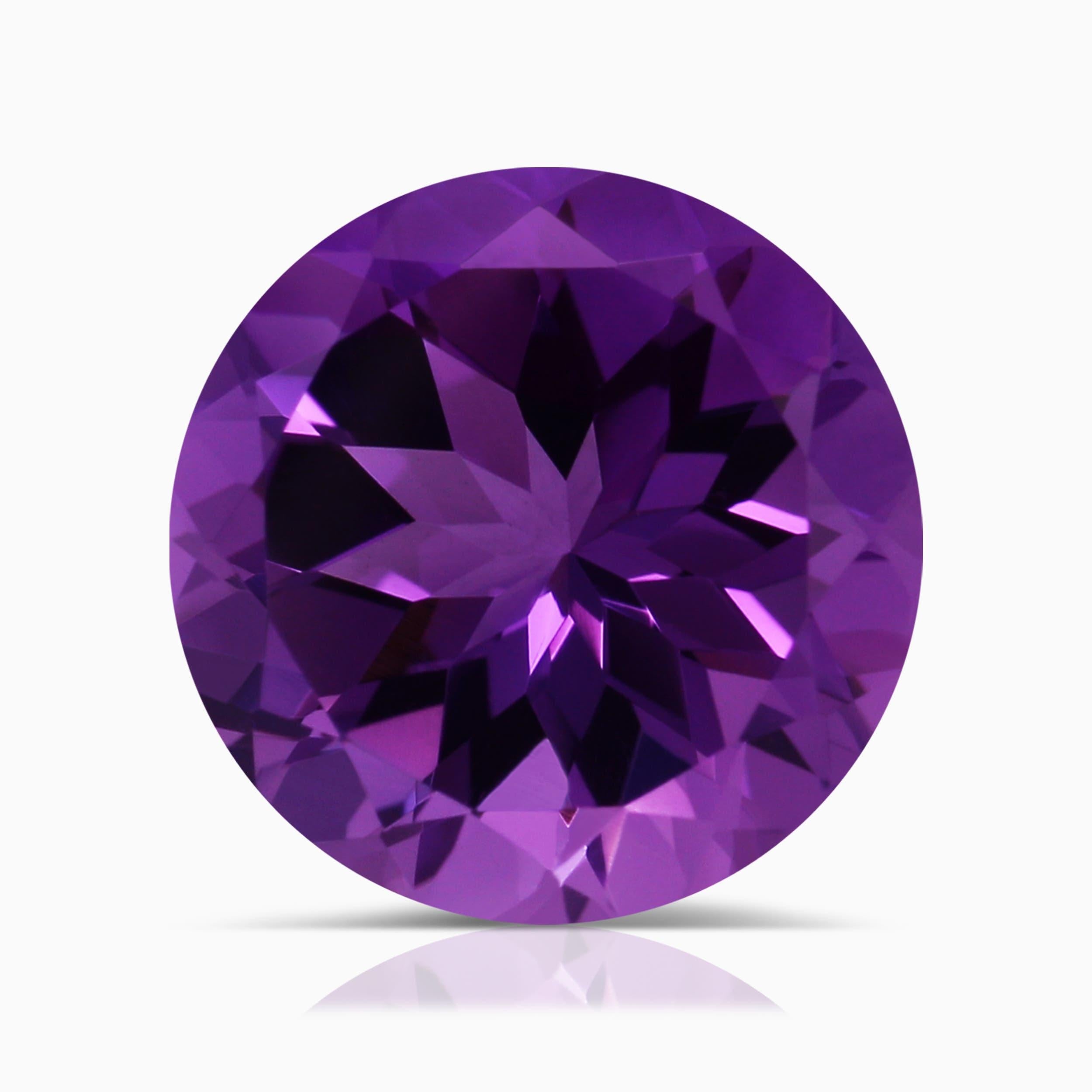 Angara Bague en or massif 14K avec halo d'améthyste ronde de 4,45 ct certifiée par la GIA Nature en vente 1