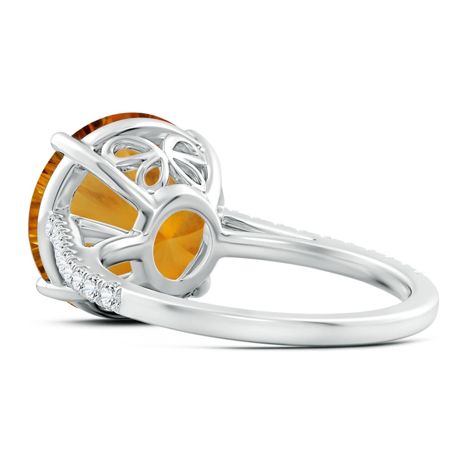 Taglio rotondo Anello cocktail con citrino rotondo 5,77ct certificato GIA di Angara in oro massiccio 14K in vendita
