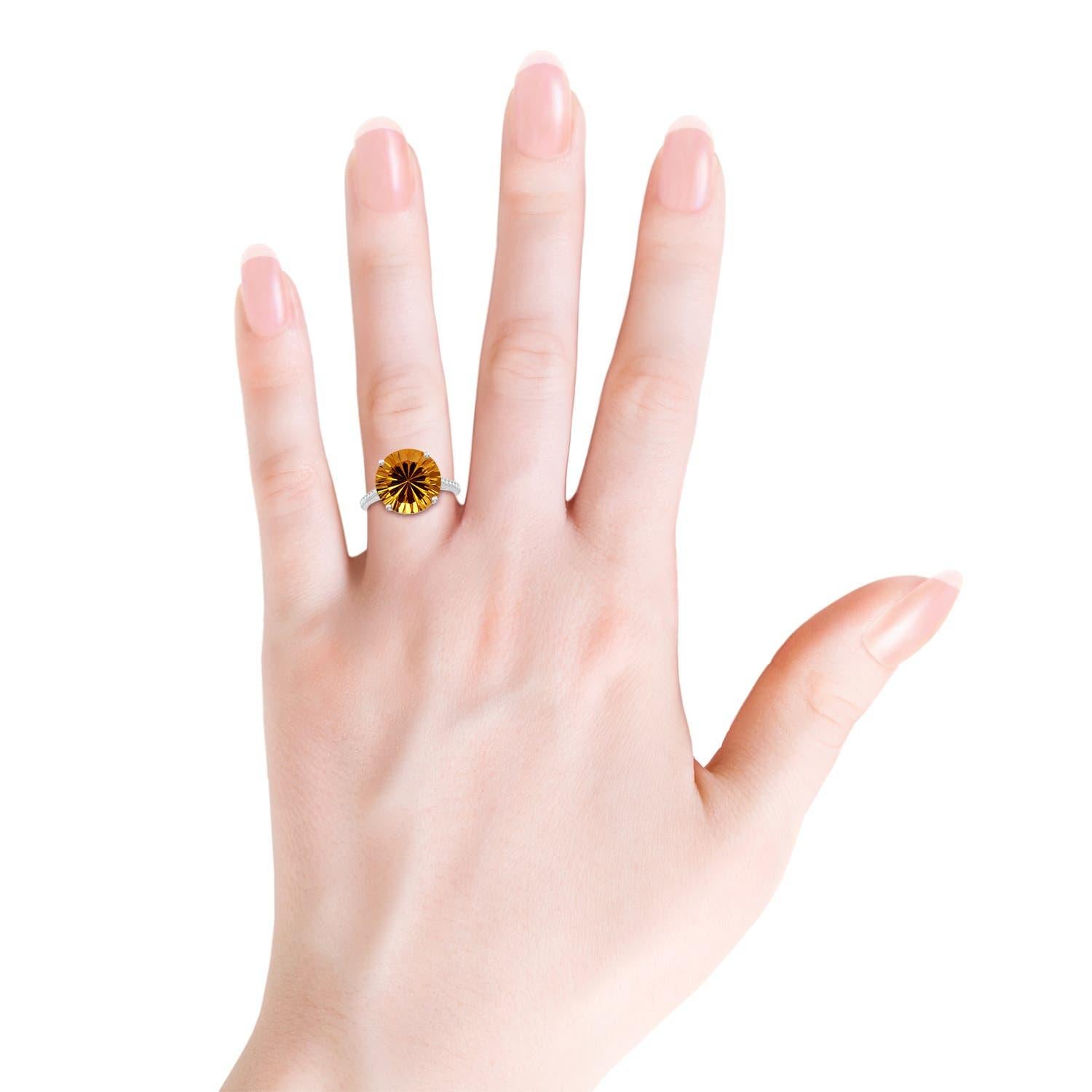Anello cocktail con citrino rotondo 5,77ct certificato GIA di Angara in oro massiccio 14K In condizioni Nuovo in vendita a Los Angeles, CA