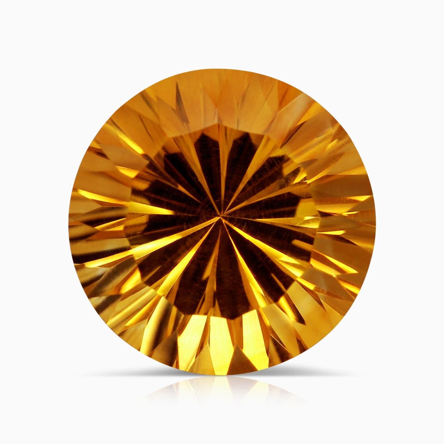 Anello cocktail con citrino rotondo 5,77ct certificato GIA di Angara in oro massiccio 14K in vendita 1