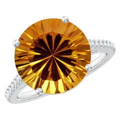 Anello cocktail con citrino rotondo 5,77ct certificato GIA di Angara in oro massiccio 14K