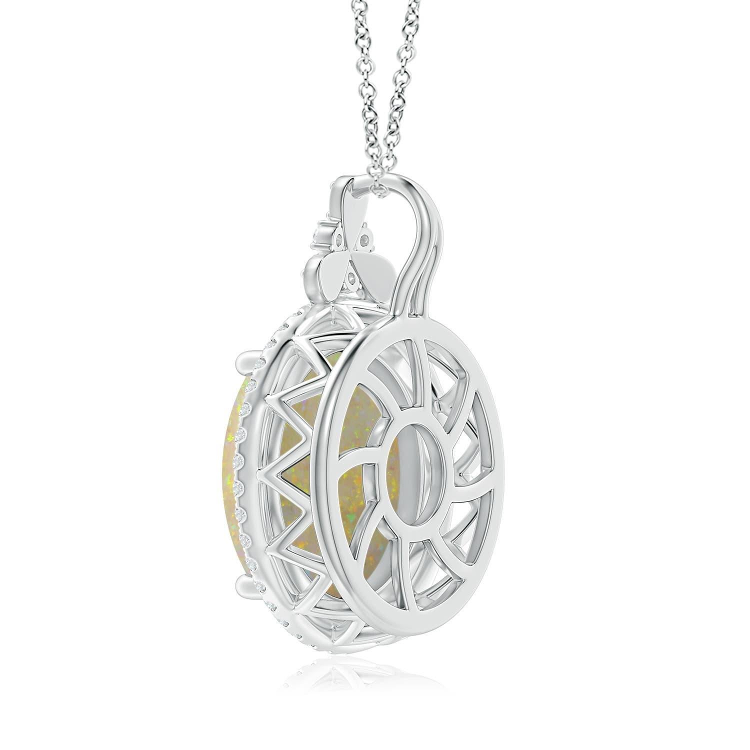 Angara Natural GIA zertifiziert Runde 8,39 ct Opal Anhänger mit Diamant in 14K Gold (Rundschliff) im Angebot