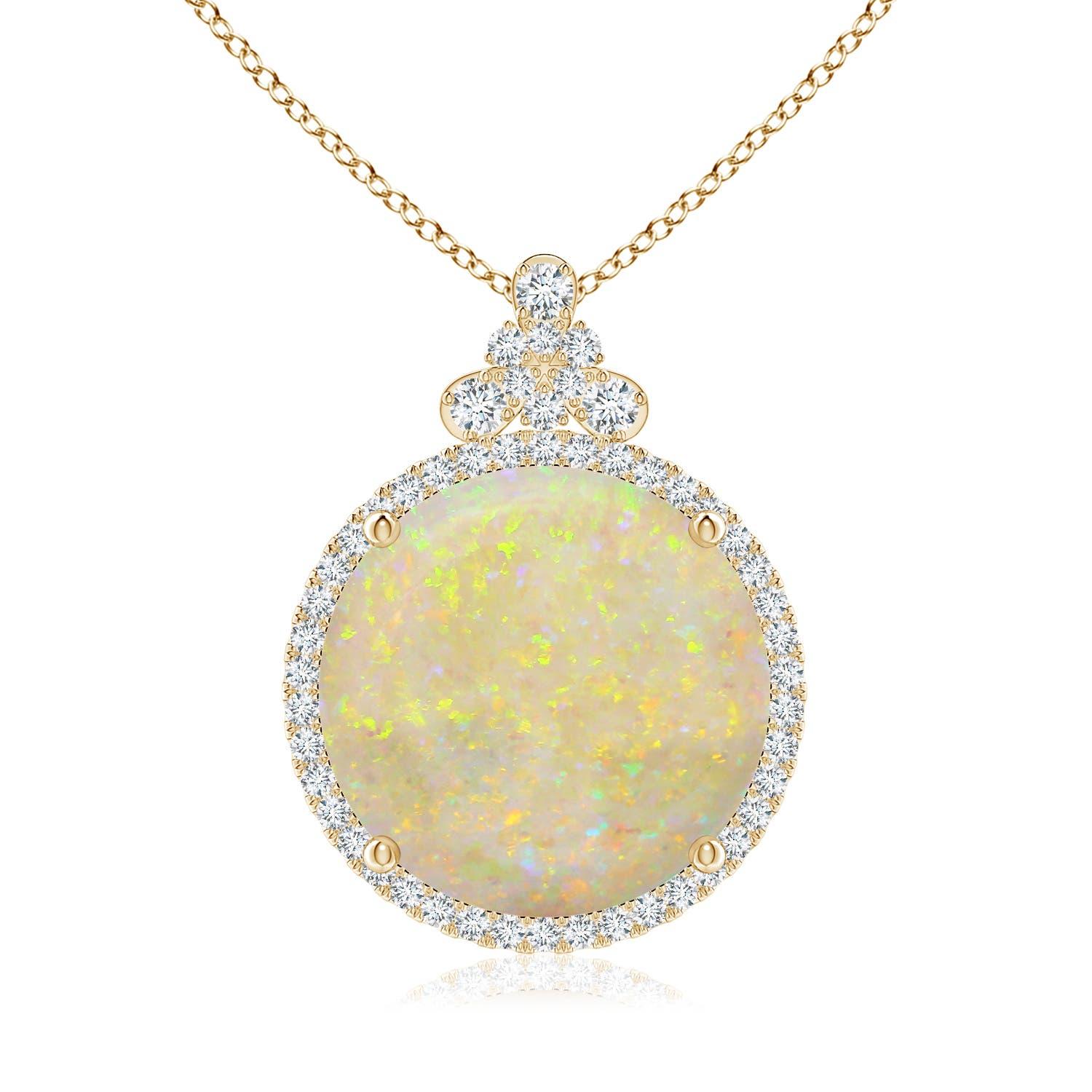 Angara Natural GIA zertifiziert Runde 8,39 ct Opal Anhänger mit Diamant in 14K Gold im Angebot 3