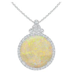 Ciondolo con opale rotondo da 8,39 ct e diamante in oro 14 carati certificato GIA di Angara Nature