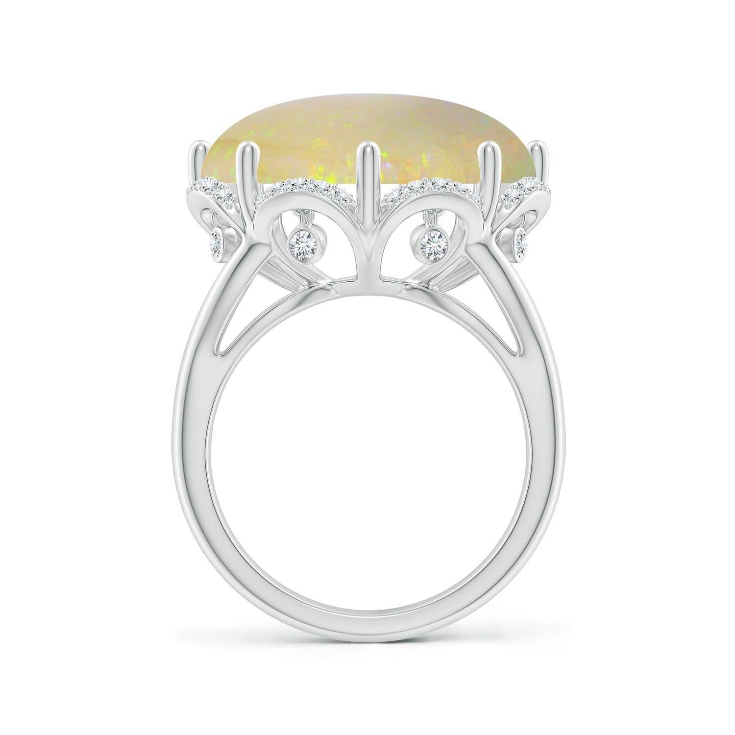 Taille ronde Angara Bague en or 14 carats avec opale ronde de 8,39ct certifiée par la GIA, avec halo floral en vente