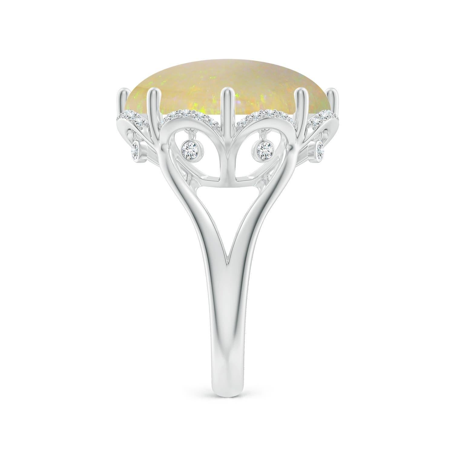 Angara Bague en or 14 carats avec opale ronde de 8,39ct certifiée par la GIA, avec halo floral Neuf - En vente à Los Angeles, CA