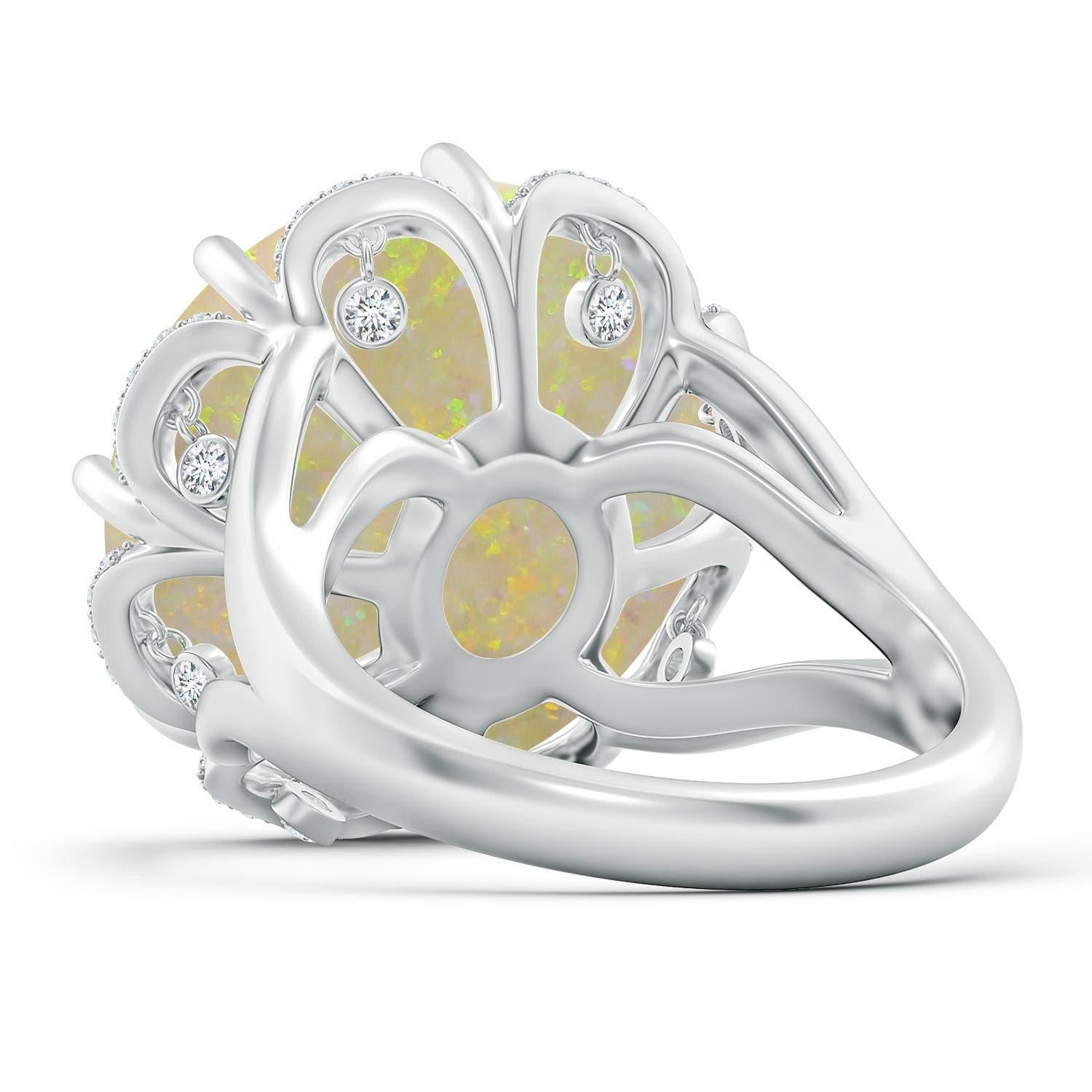 Angara Bague en or 14 carats avec opale ronde de 8,39ct certifiée par la GIA, avec halo floral Pour femmes en vente