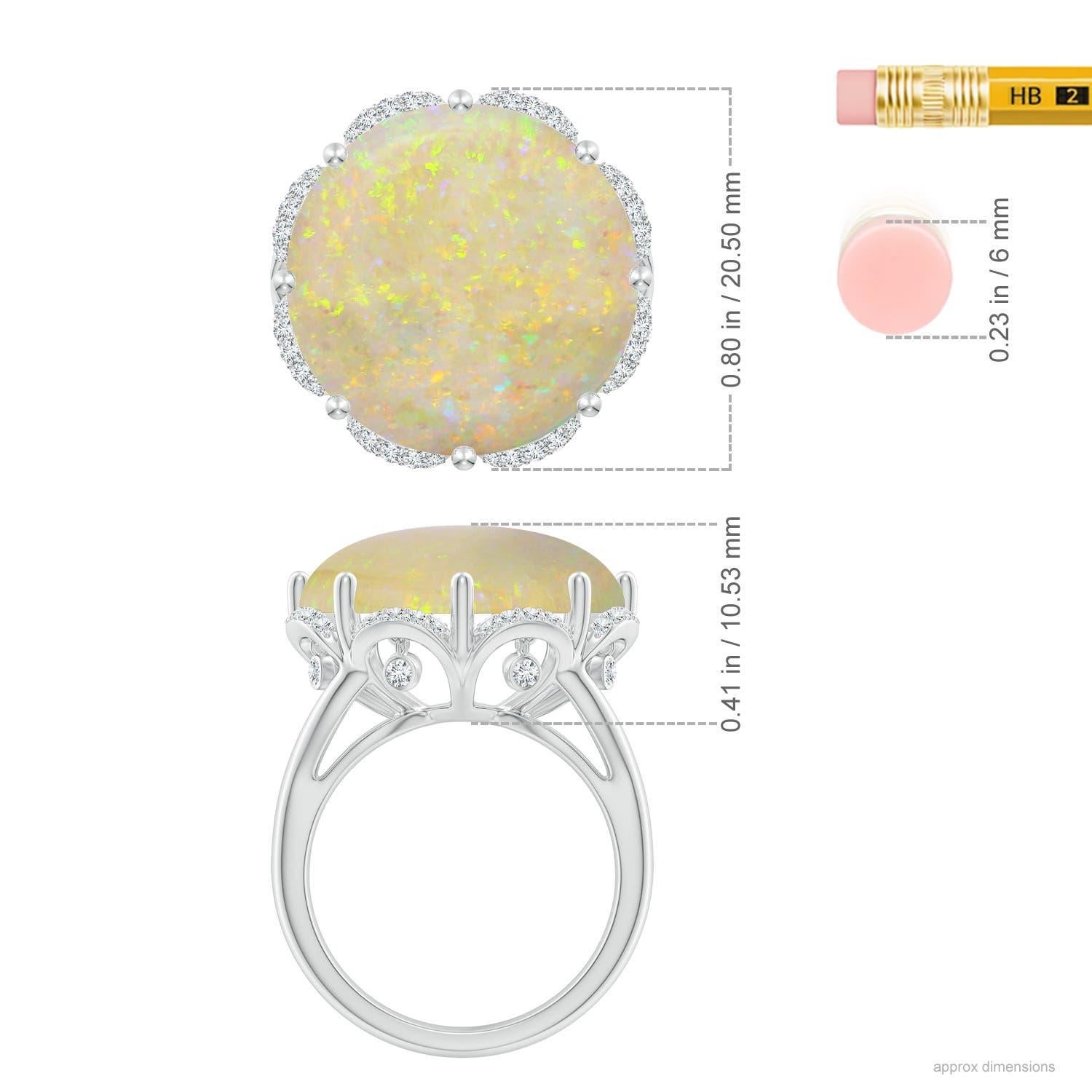 Angara Bague en or 14 carats avec opale ronde de 8,39ct certifiée par la GIA, avec halo floral en vente 2